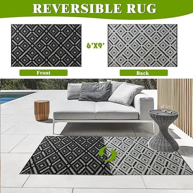 Outdoor Rug 6x9 ft Waterproof, Reversible Outdoor Plastic Straw Rug for Patios Clearance, Outdoor Area Rug Carpet RV Mat for Camping Backyard Deck Porch by GreenHaven Gardens