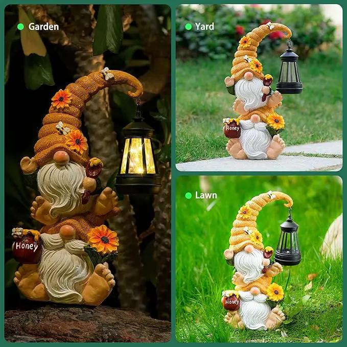 Garden Gnome Statue with Solar Lights – Large Outdoor Sculptures for Patio, Lawn, Yard – Ideal Gifts for Moms, Women, Grandma, Mothers Day, Birthdays, – Funny Double Gnomes Decoration for Housewarming by GreenHaven Gardens