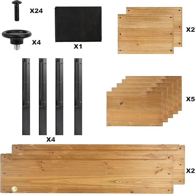 Wood Rectangular Garden Planter Box Raised Garden Bed Outdoor,Planters for Outdoor Plants 37x13x15in Elevated Planter Box for Herbs Vegetables Flowers Great for Patio Deck Balcony by GreenHaven Gardens