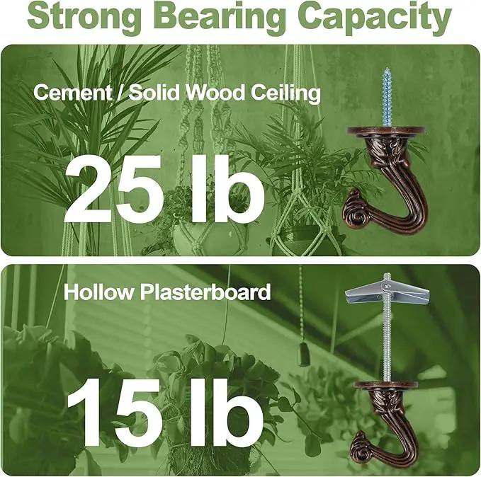 Ceiling Swag Hook Sets - Heavy Duty Hooks with Mounting Hardware for Hanging Plant, Ceiling or Extender Chains - Easy Install with Screws/Brackets by GreenHaven Gardens