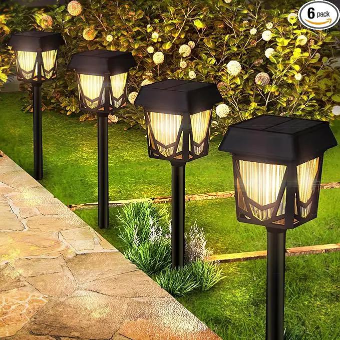 Raynic Solar Pathway Light, 6 Pack Pathway Lights Outdoor, USB-C Rechargable, Waterproof IPX6, 12H Long Lasting Solar Landscape Lights for Walkway Path Yard Lawn Decor, Warm White by GreenHaven Gardens