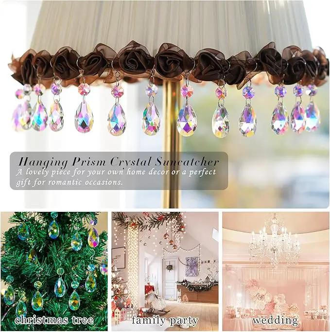 20Pcs Chandelier Crystals,38mm Colorful Teardrop Crystal Chandelier Pendants Parts Beads,Hanging Crystals for Chandeliers by GreenHaven Gardens