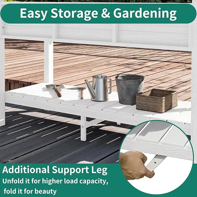 YITAHOME Raised Garden Bed, 47x18x31 Inch HIPS Poly-Wood Weather-Resistant Elevated Planter Box with Storage Shelf for Vegetable Flower, White by GreenHaven Gardens