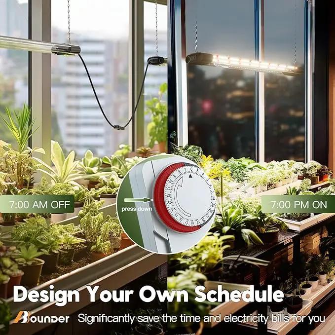BBOUNDER 4 Pack 2ft LED Grow Light with Mechanical Outlet Timer, 80W (4x20W, 440W Equivalent), Sunlike Full Spectrum Linkable Plant Lighting Fixture for Hydroponic Indoor Plant by GreenHaven Gardens