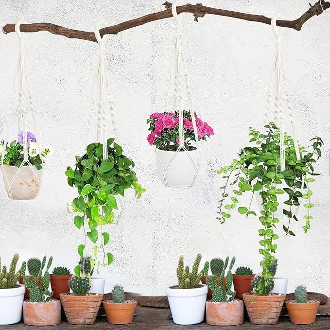 Augshy 27inch Macrame Plant Hanger, 2 Packs Plant Hangers with Hooks, Hanging Planter for Indoor Plants Decorative Macrame Pot Hanger for Home Decor by GreenHaven Gardens