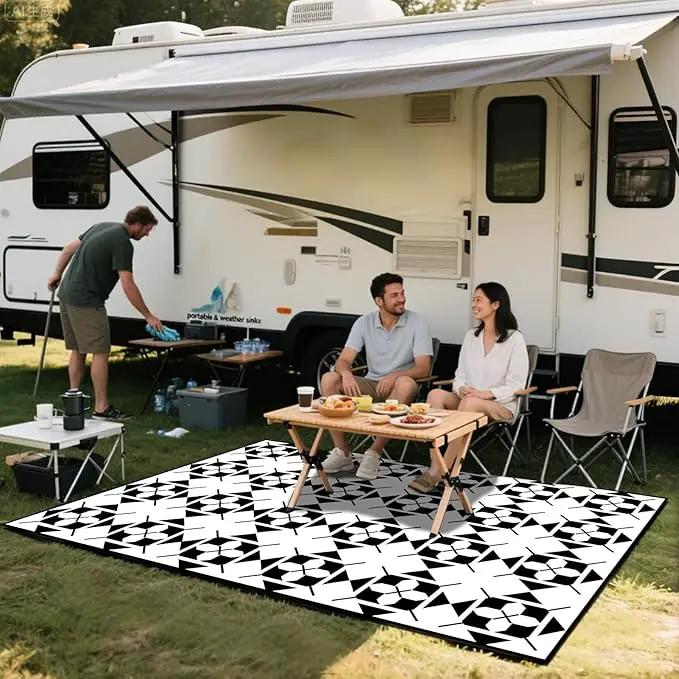 WILDROOTS 5x8 Feet Frame-in-Frame Plastic Outdoor Rug, Stain Resistant Waterproof Reversible Outdoor Patio Rug, Fade Resistant Camping Rug by GreenHaven Gardens