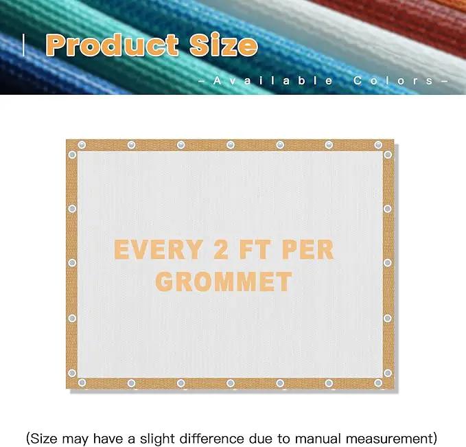 VICLLAX Shade Fabric Sun Shade Cloth with Every 2 FT Grommets for Patio Garden Pergola Cover Canopy 9x13 FT, Cream by GreenHaven Gardens