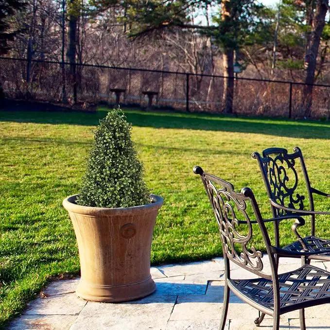 30" Artificial Boxwood Topiary Trees Outdoor Set of 2 - UV Resistant Faux Plants for Front Porch Outside Planter, Realistic Fake Cone-Shaped Bushes & Shrubs 2.5ft by GreenHaven Gardens