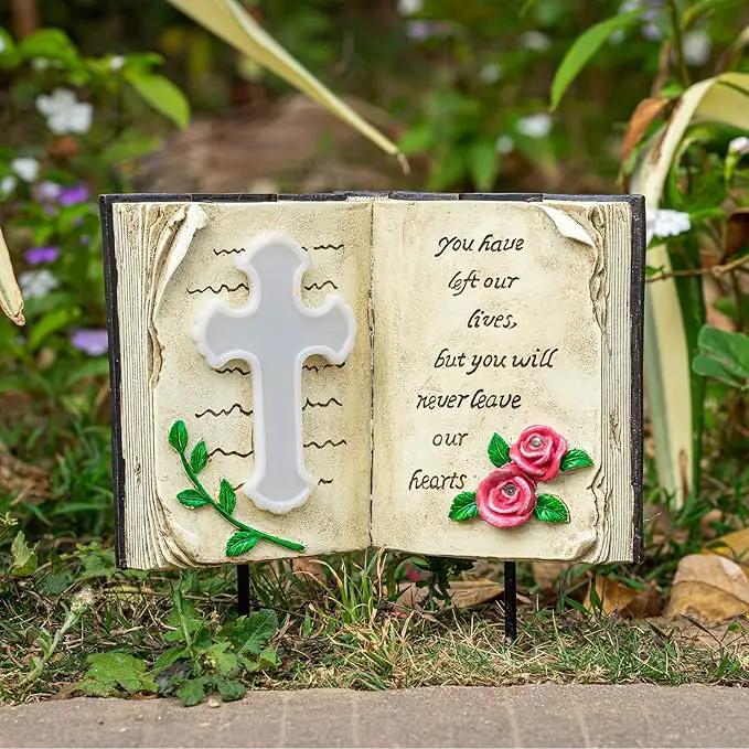 Outdoor Solar Bible Cross Garden Stakes Lights, Waterproof Memorial Grave Decorations Gifts for Cemetery Outdoors Lawn Yard Home Patio Decor by GreenHaven Gardens