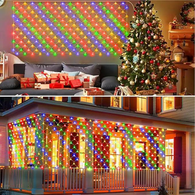 KNONEW Christmas Net Lights 360 LEDs 13ft x 9.8ft Outdoor Mesh Lights Connectable Waterproof 8 Modes & Timer Plug-in Net Fairy Lights for Bushes Garden Party Wedding Holiday,Multicolor by GreenHaven Gardens