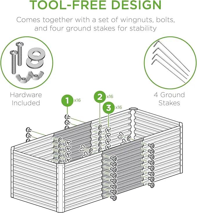 Best Choice Products 4x2x2ft Outdoor Metal Raised Garden Bed, Deep Root Planter Box for Vegetables, Flowers, Herbs, and Succulents w/ 119 Gallon Capacity - Dark Green by GreenHaven Gardens