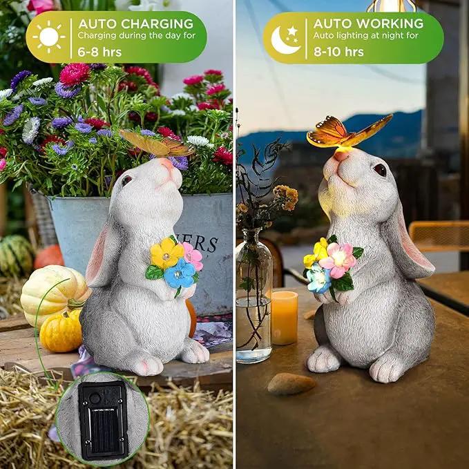 SIX FOXES Solar Garden Rabbit Statues Light - Easter Bunny Decor for Garden, Lawn, Patio, Balcony, Yard Ornament, Gifts for Kids, Women, Mom by GreenHaven Gardens