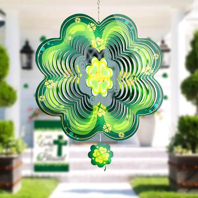 St Patricks Day Metal Wind Spinners St. Patrick's Hanging Gifts for Women Mom Grandma,12inch Wind Spinner for Home Party Ornament Spring Outdoor & Indoor Decorations by GreenHaven Gardens
