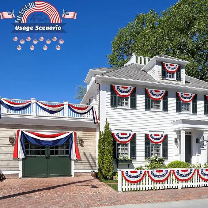 2x4 Ft American Pleated Fan Flag Bunting,Patriotic Bunting Embroidered Stars for Outside,Red White and Blue Decorations for 4th of July Independence Day Memorial Day 1pcs by GreenHaven Gardens