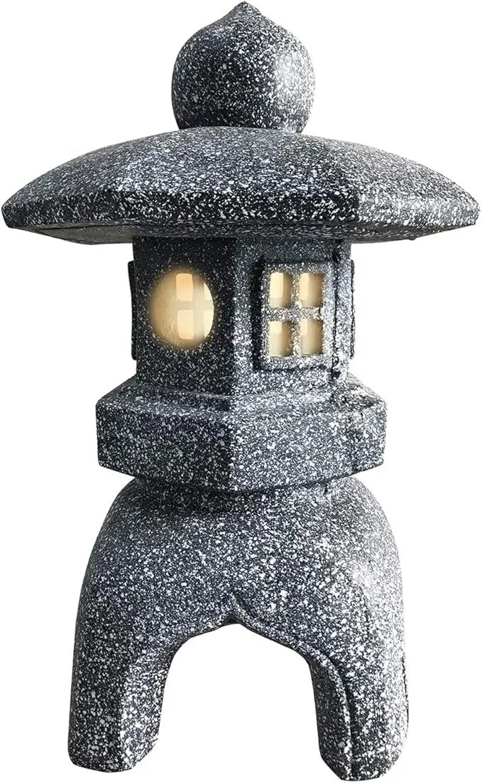 Pagoda Garden Statue Outdoor Figurine Lights Solar Powered LED Garden Decor Pagoda Light Asian Lantern Outdoor Decorations Home Tranquil Resin Waterproof Decor Lawn Yard by GreenHaven Gardens