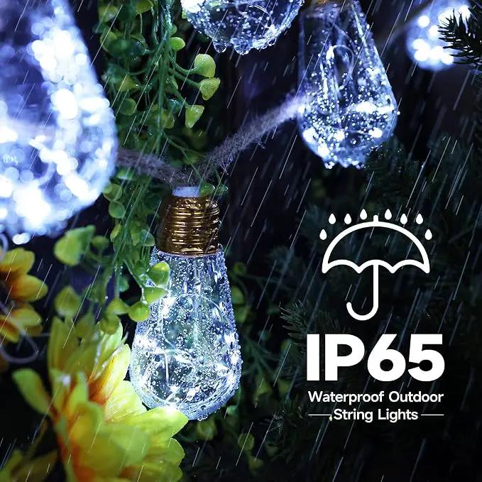 Solar Outdoor String Lights, 2 Pack 20Ft Vintage Rope Hemp Solar Patio Lights, Waterproof White Solar Powered String Lights With 8 Modes 16 Shatterproof Bulbs for Garden Stairs Balcony Café Bistro by GreenHaven Gardens