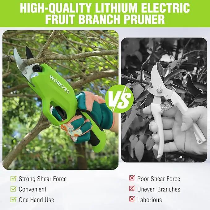 WORKPRO 7.2V Electric Pruning Shears, Battery Powered Pruning Shears, Cordless Tree Pruner, 0.8 Inch Cutting Diameter, Branch Cutter Gardening Scissors with Rechargeable Battery by GreenHaven Gardens
