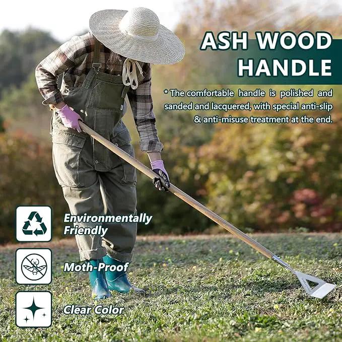 Berry&Bird Dutch Hoe, Stainless Steel Head with Wooden Handle Weeder, Women Heavy Duty Garden Tool for Weeding and Cultivating by GreenHaven Gardens