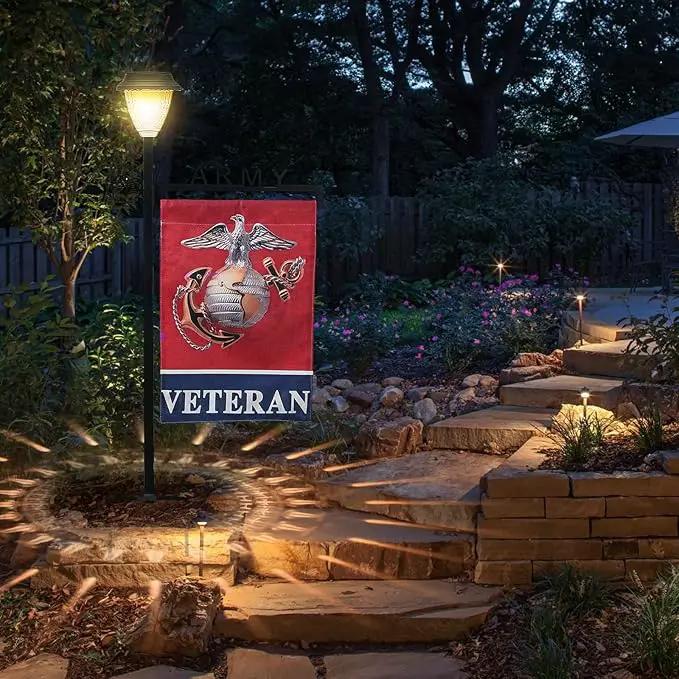 Army Garden Flag Stand Holder with Solar Light Garden Flag Pole with American Flag Gifts Lawn Yard Flag Holder Stake for Flag Outdoor Lawn Décor by GreenHaven Gardens