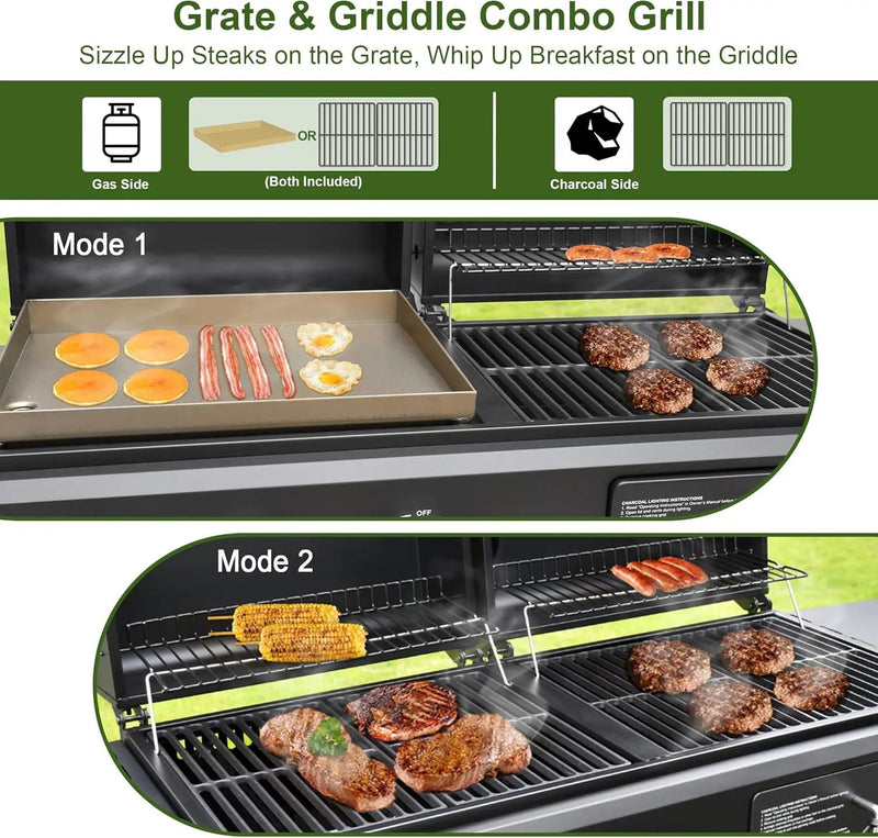 Brand-Man Propane Gas and Charcoal Grill Combo,Grill and Griddle Combo Dual Fuel BBQ Grill with Dual Lids for Outdoor Barbecue, Black by GreenHaven Gardens