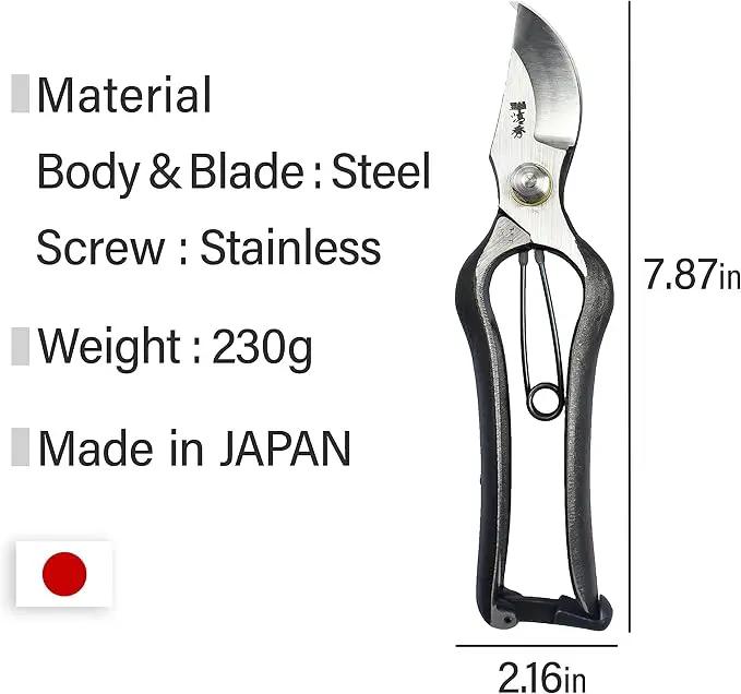 Japanese Kiyohide Pruning Shears - Professional Garden Shears, Bypass Pruners, Traditional Japanese Gardening Tools, Made in Japan, 7.8inch【YAMASAN】 by GreenHaven Gardens