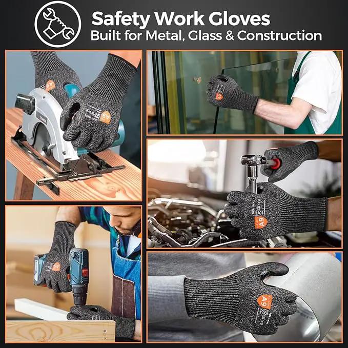 Donfri A9 Cut Resistant Work Gloves for Men - Steel + HPPE Hybrid Safety Gloves for Men, ANSI Cut Level 9 Protection Flexible for Metal Glass Wood Construction Fishing by GreenHaven Gardens