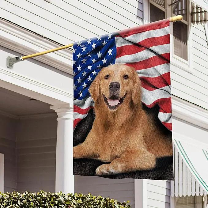 FLAGWIX Golden Retriever, Patriot American Dog Flags - 4th of July Decorations for Home, Outside, Indoor Outdoor Flag, House Flag 30x40 - Double Sided, Heavy Duty Canvas, Fade Resistant by GreenHaven Gardens