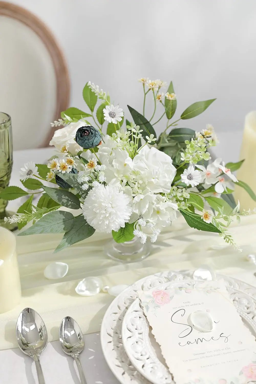 Forest Green Artificial Flowers Silk Fake Roses Peonies Greenery Combo Box Set for DIY Wedding Bouquets Bridal Shower Centerpieces Floral Arrangements Party Tables Home Decoration by GreenHaven Gardens