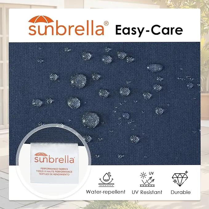 Outdoor Sunbrella Round Corner Seat Cushion, 17"x16"x2", Set of 4, Non Slip Seat Cushion Pads with Removable Cover for Patio Furniture, Garden Yard Lawn, Specrtum Indigo by GreenHaven Gardens