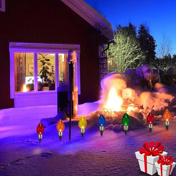 2 Pack C9 Christmas Pathway Lights - Outdoor Total 34.8 Ft, 20 Waterproof Connectable Walkway Lights for Yard, Ground, Sidewalk, Driveway Christmas Decorations by GreenHaven Gardens