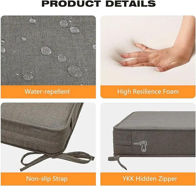Sunbrella Square Corner Seat Cushions, 19" x 19" x 3", Set of 4, Indoor Outdoor Water Repellent Universal Chair Pads with Ties for Patio Furniture, Garden Dining Chairs, Cast Shale by GreenHaven Gardens