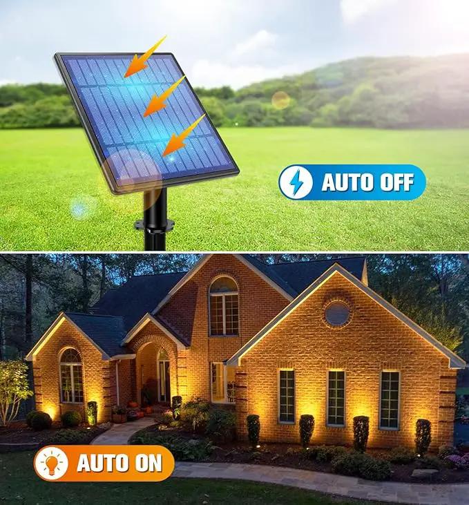 APONUO Metal Solar Spot Lights Outdoor with 9.8ft Cable Solar Powered Landscape Lighting Low Voltage IP65 Waterproof Auto On/Off for Outside Garden Yard Landscape Pathway Garage-Warm White(2-in-1) by GreenHaven Gardens