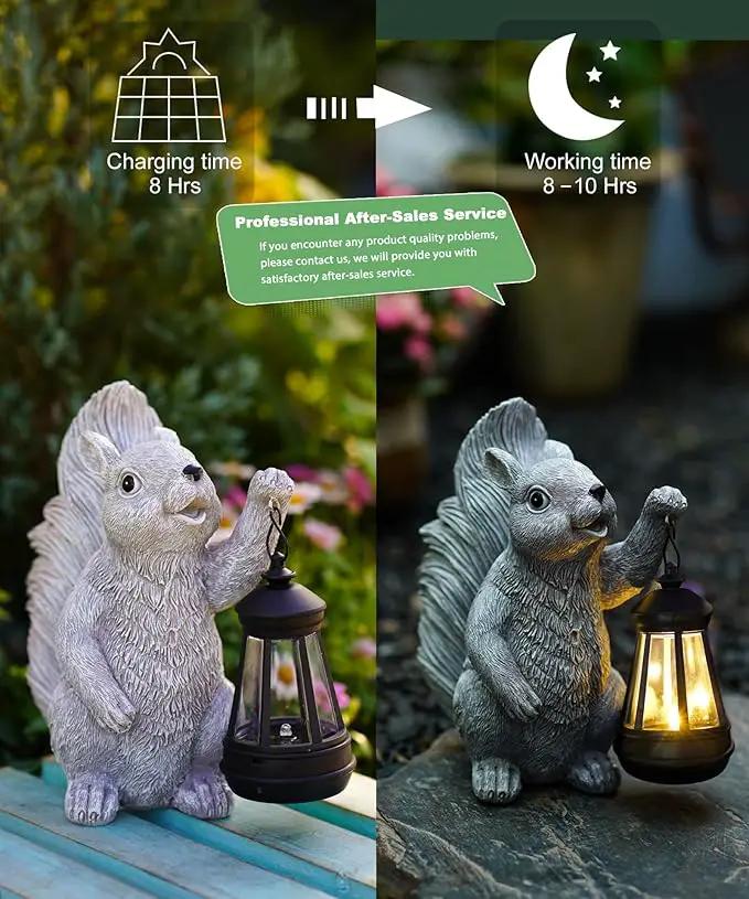 Solar Squirrel Statues for Garden Decor: Outdoor Figurines Sculpture with Lantern for Yard Art Lawn Patio Balcony - Gifts for Mom Grandma by GreenHaven Gardens