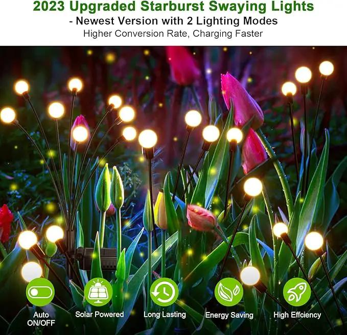 LETMY 6 Pack 48 LED Solar Garden Lights, Upgraded Swaying Firefly Lights Outdoor Waterproof for Outside Garden Decor Yard Patio Decorations, Larger Solar Panel & Bigger Bulb Base by GreenHaven Gardens
