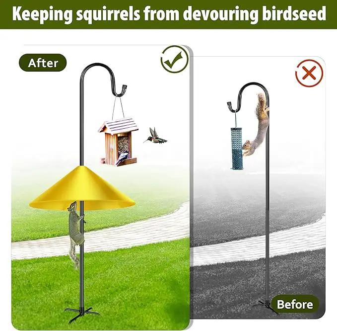 Squirrel Baffle for Bird Feeder Pole, 19-Inch Outdoor Bird Feeder Guard, Squirrel-Proof Birdhouse Baffles, Shepherd's Hook for Outside(Yellow) by GreenHaven Gardens