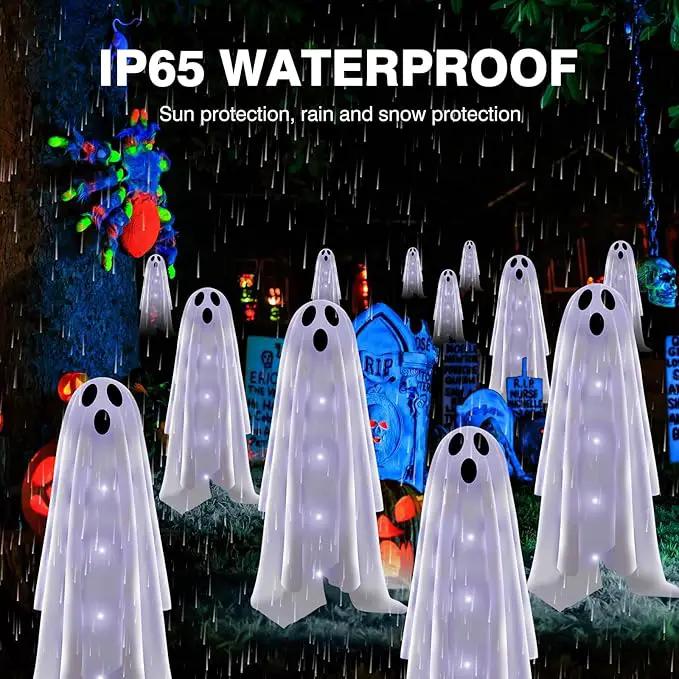 Halloween Decorations Solar Garden Lights Outdoor,6PACKS Halloween Ghost Decorations Lights with Scary Party Gifts Decor,Solar Scary Ghost Path Lights for Halloween Party Decor Cold White by GreenHaven Gardens