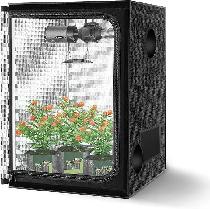 MELONFARM 2x2 Grow Tent, 24"x24"x32" Grow Tent, Double Transparent Viewing Door Indoor Grow Tent, Growing Tent with High Reflective Mylar & Floor Tray, Plant Tent for Indoor Hydroponics Growing by GreenHaven Gardens