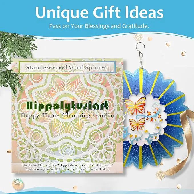 Butterfly Wind Spinner Hanging,12In 3D Wind Spinners Outdoor Butterfly Gifts for Women Mom Grandma Wife Father,Mandala Wind Spinner Garden Decorations Yard Art Christmas Ornament by GreenHaven Gardens