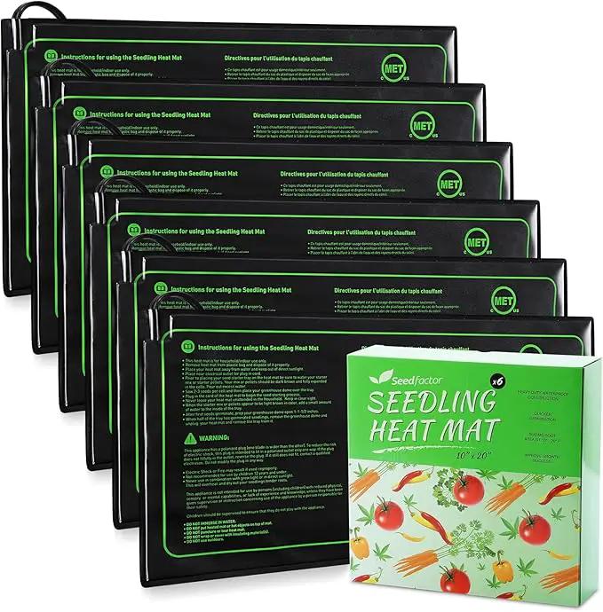 MET Certified 6 Pack Seedling Heat Mat, Seedfactor Waterproof Durable Germination Station Heat Mat, Warm Hydroponic Heating Pad for Indoor Home Gardening Seed Starter by GreenHaven Gardens