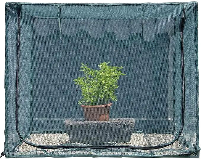 Square 4'x4' Netting Cover 3.3FT Tall Crop Cage Pest Guard Cover for Vegetables Fruits Durable Plant Garden Net with 4 Stakes by GreenHaven Gardens