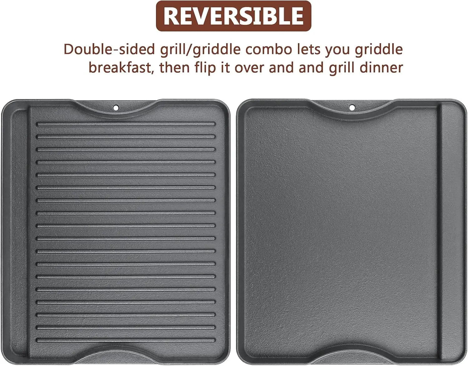 Cast Iron Griddle for Camp Chef, Reversible Griddle for Outdoor Cooking 14" x 16" for Camp Chef 2 Burner Stove Explorer 2-Burner, 3-Burner, 2X, 3X, Single Burner Stove by GreenHaven Gardens