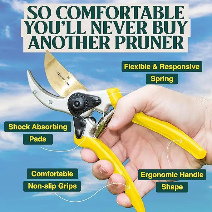 Haus & Garten ClassicPRO 8.5" Premium Titanium Bypass Garden Shears - Use as Pruners, Pruning Shears for Gardening, Hand Pruners, Handheld Garden Clippers Scissors Tool by GreenHaven Gardens