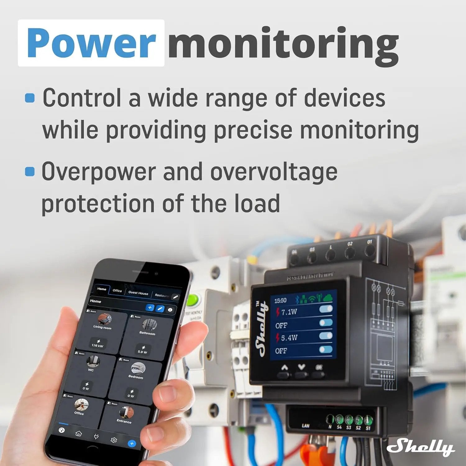Shelly Pro 4PM | Wi-Fi & LAN, 4-Channel Smart Relay with Power Metering | Home Automation | Compatible with Alexa & Google Home | iOS Android App| Remote Appliances Control and Monitoring by GreenHaven Gardens