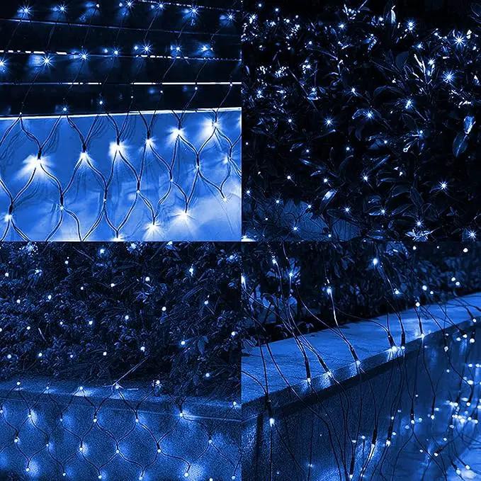 Dazzle Bright Christmas Net Lights, 360 LED 12FT x 5 FT Green Wire Waterproof Connectable String Lights with 8 Modes, Christmas Outdoor Lights for Bushes Garden Party Wedding Holiday Decoration (Blue) by GreenHaven Gardens