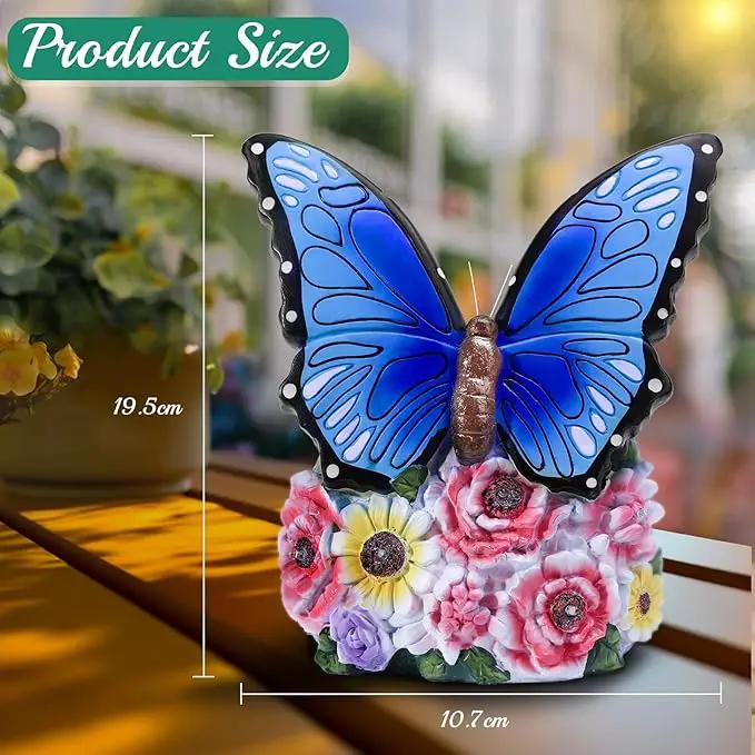 Linkax Solar Lights Outdoor LED Figurine Garden Decor for Outside Patio Yard Home, Easter Mothers Day Birthday Gifts for Women Mom Grandma Wife Daughter, A Bundle of Turtle and Butterfly Statues by GreenHaven Gardens