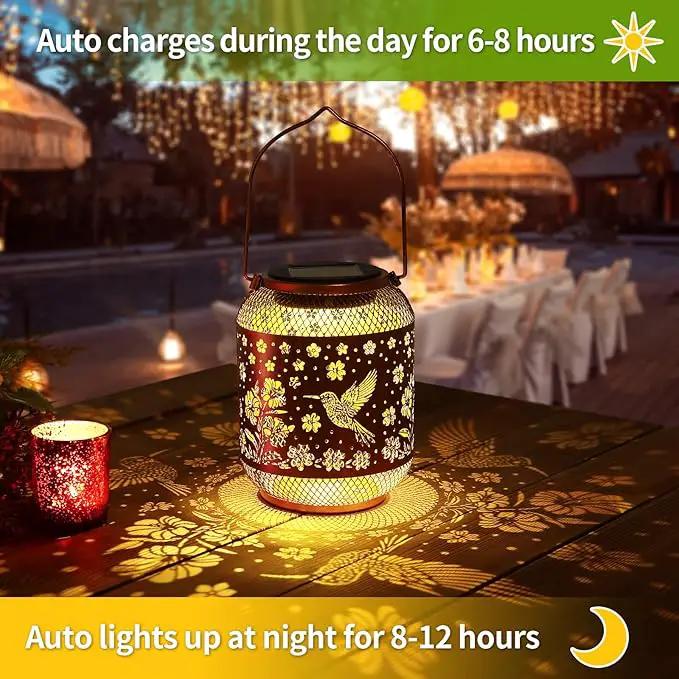 Solar Lanterns Outdoor Waterproof Hummingbird Garden Decor Birthday Gifts for Women Mom Grandma Hanging Solar Lights Metal Decoration Outside for Yard, Patio, Backyard, Porch, Pathway by GreenHaven Gardens