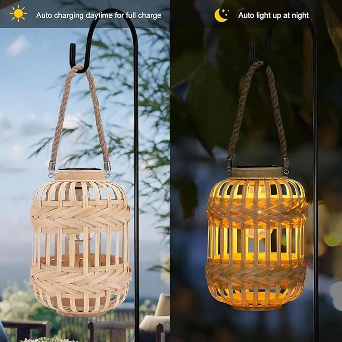Solar Lanterns Outdoor Hanging Lights Rattan Bamboo Solar Light Waterproof with Twine Handle Garden Decorative Table Lamp for Yard Tabletop Patio Tree Pathway Home Decoration by GreenHaven Gardens
