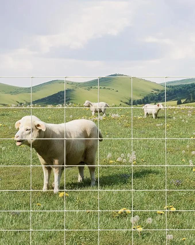 9GA Thickened Heavy Duty Cattle Farm Fence, 4ft x 164ft Galvanized Goat Deer Fence, Heavy Zinc Coating Hog Wire Fencing for Farm Livestock Animals Protection by GreenHaven Gardens