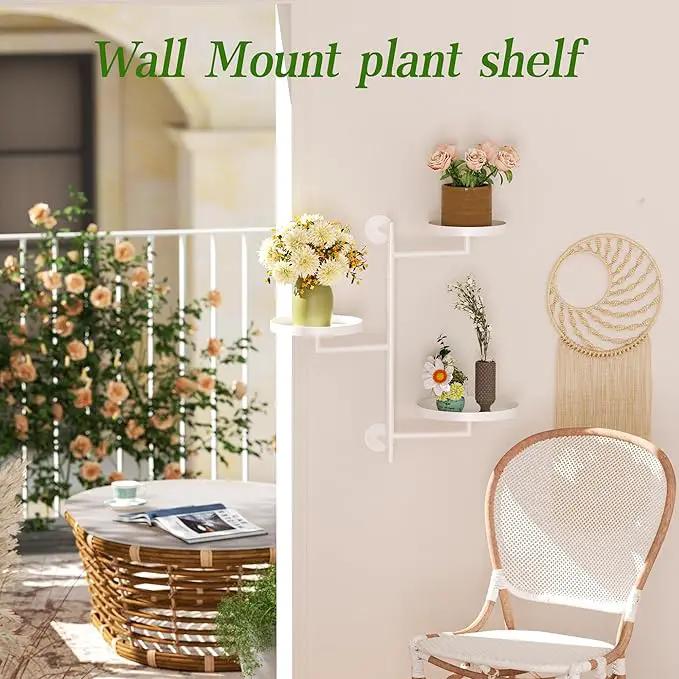 WIndow Rotating Plant Stand Shelf Indoor Black Metal Floating Shelves 3-Tier Wall Mount Plant Holders for Living Room Wall Planter Modern Home Decor for Gardening by GreenHaven Gardens