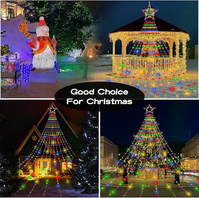 Onory 23FT Christmas Outdoor Waterfall Star String Lights, 860 LEDs, 8 Modes, Waterproof for Yard, Patio, Party Decorations by GreenHaven Gardens